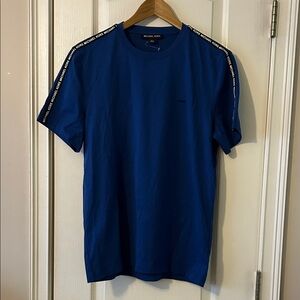 Michael Kors Men's Cobalt Blue Logo Tape Crew Tee
